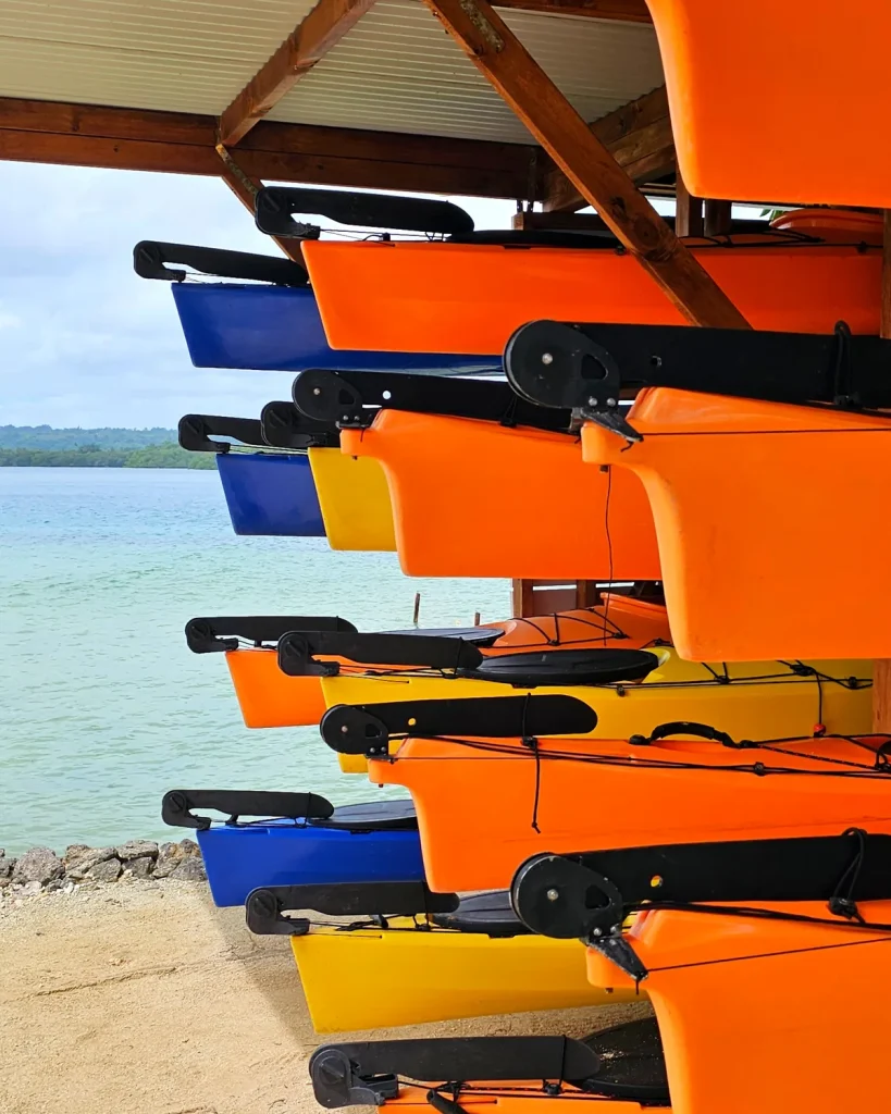 Kayaks and paddleboards for hire at Turtle Bay Lodge
